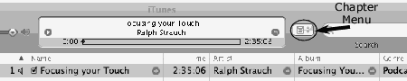 iTunes window showing Chapter Menu icon